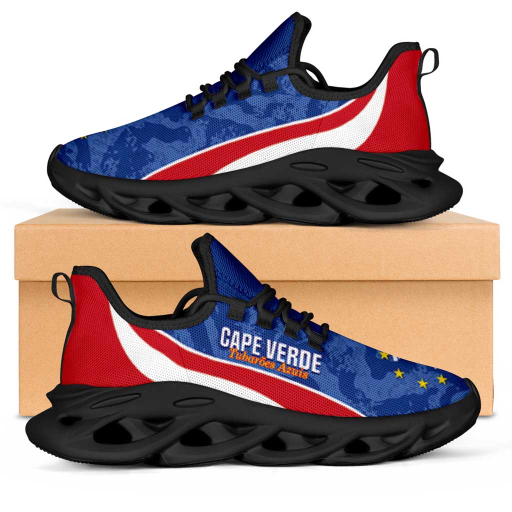 Cape Verde 2026 Football Clunky Sneakers Tubaroes Azuis Grunge Curve Stylized - Wonder Print Shop