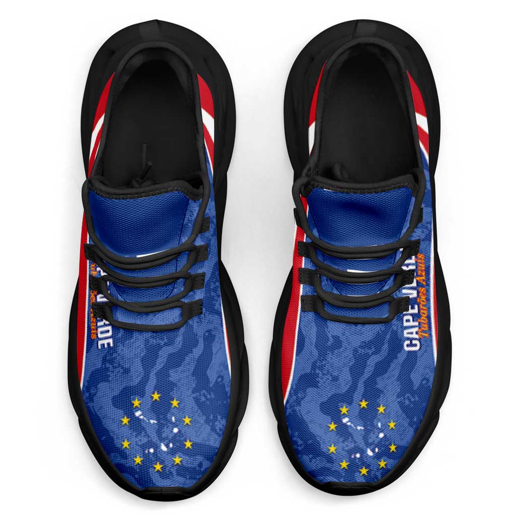 Cape Verde 2026 Football Clunky Sneakers Tubaroes Azuis Grunge Curve Stylized - Wonder Print Shop