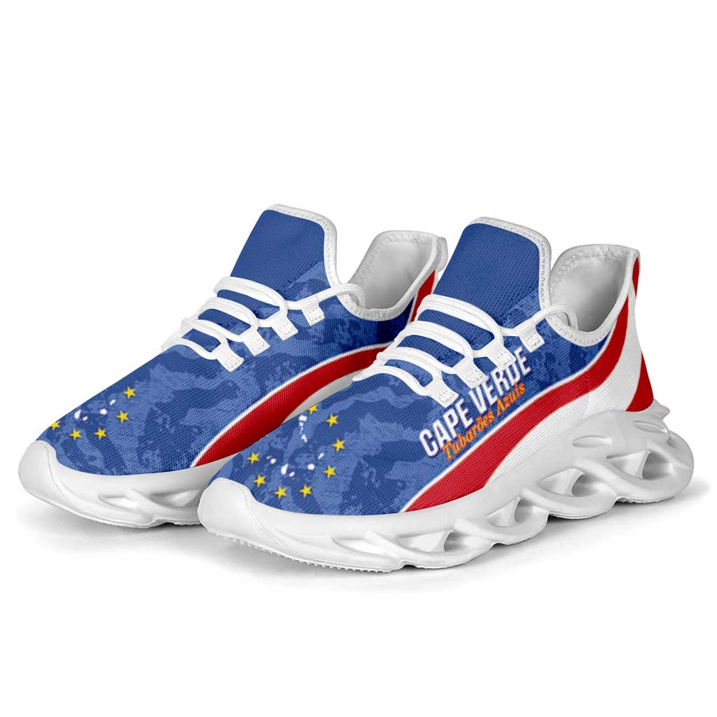 Cape Verde 2026 Football Clunky Sneakers Tubaroes Azuis Grunge Curve Stylized - Wonder Print Shop
