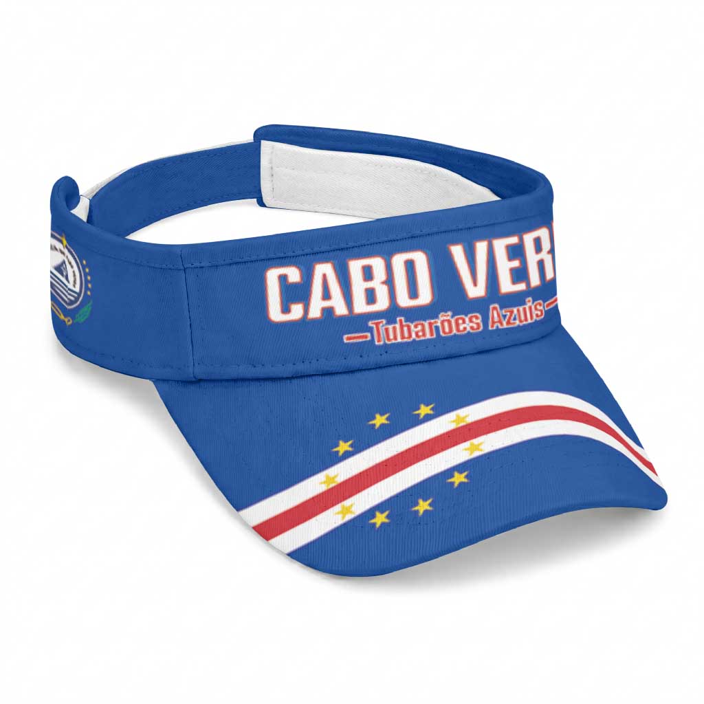 Cape Verde 2026 Football Sun Visor Cap Come On Tubaroes Azuis