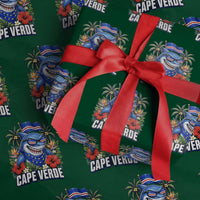 Cape Verde Cool Blue Shark Tropical Graphic Wrapping Paper Roll Cabo Verde Paradise Verdean Soccer Football Fans