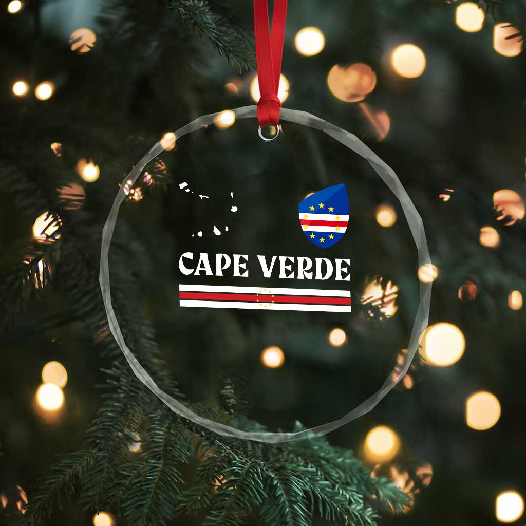Cape Verde Country Map Shield Emblem Crystal Glass Ornament Cabo Verde Roots National Pride Gift