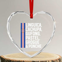 Cape Verde Cuisine Heart Crystal Glass Ornament Linguica Cachupa Gufong Cabo Verde Heritage