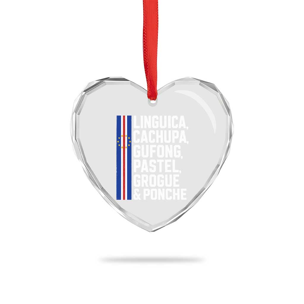 Cape Verde Cuisine Heart Crystal Glass Ornament Linguica Cachupa Gufong Cabo Verde Heritage