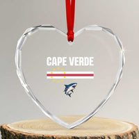 Cape Verde Flag Blue Shark Heritage Heart Crystal Glass Ornament Cabo Verde Verdean Pride Soccer Football Fans