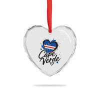 Cape Verde Flag Heart Heart Crystal Glass Ornament Cabo Verde Pride Verdean Love
