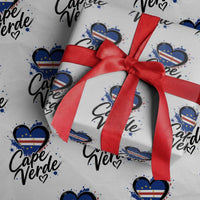 Cape Verde Flag Heart Wrapping Paper Roll Cabo Verde Pride Verdean Love