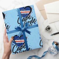 Cape Verde Flag Heart Wrapping Paper Roll Cabo Verde Pride Verdean Love