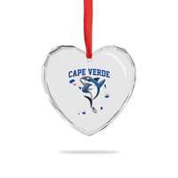 Cape Verde Flag Map Shark Cape Verdean Roots Heart Crystal Glass Ornament