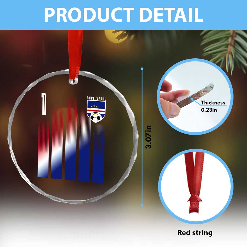 Cape Verde Flag Retro Sports Cabo Verdean Roots Crystal Glass Ornament