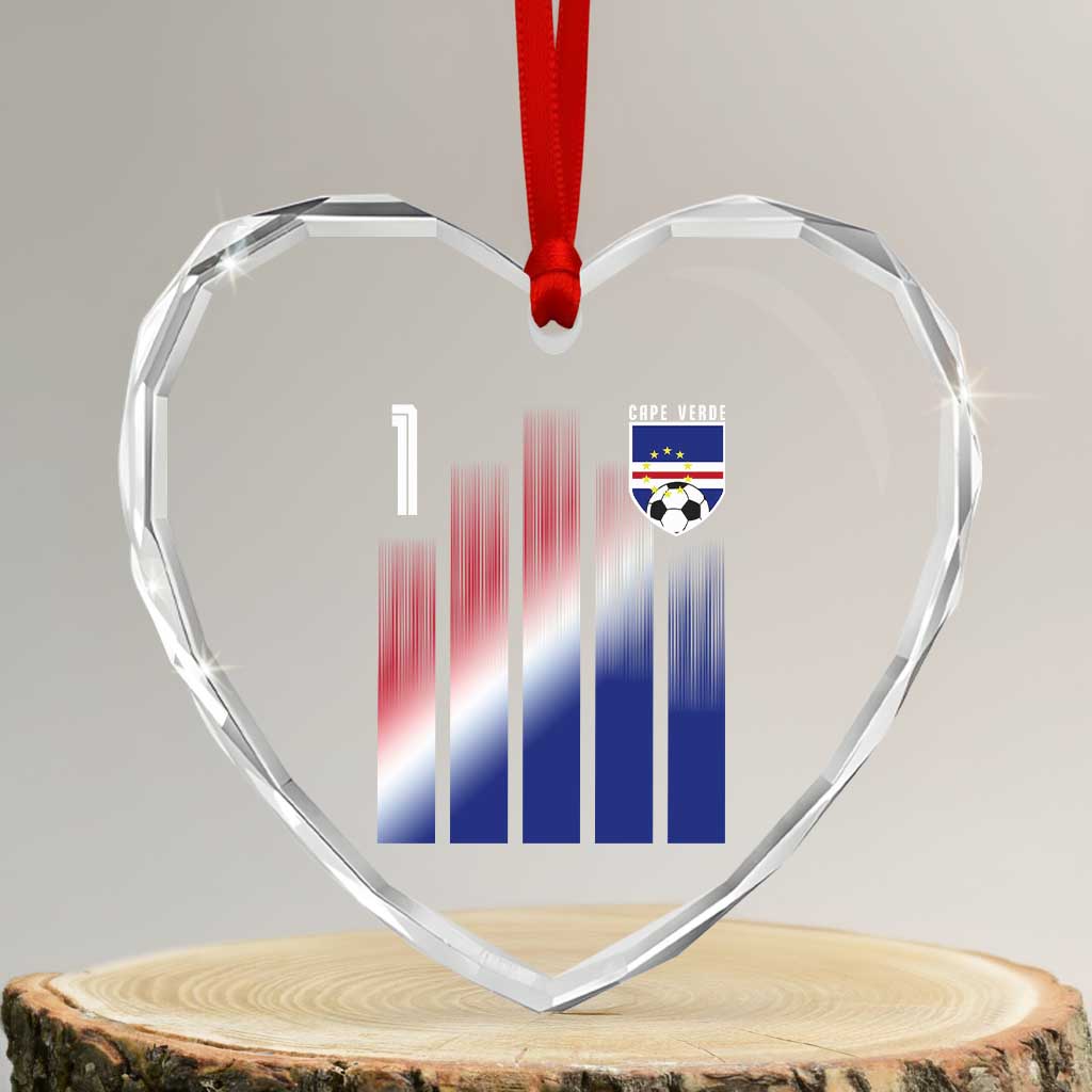 Cape Verde Flag Retro Sports Cabo Verdean Roots Heart Crystal Glass Ornament