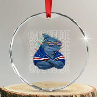 Cape Verde Flag Shark Cape Verdean Roots Cabo Verde Crystal Glass Ornament