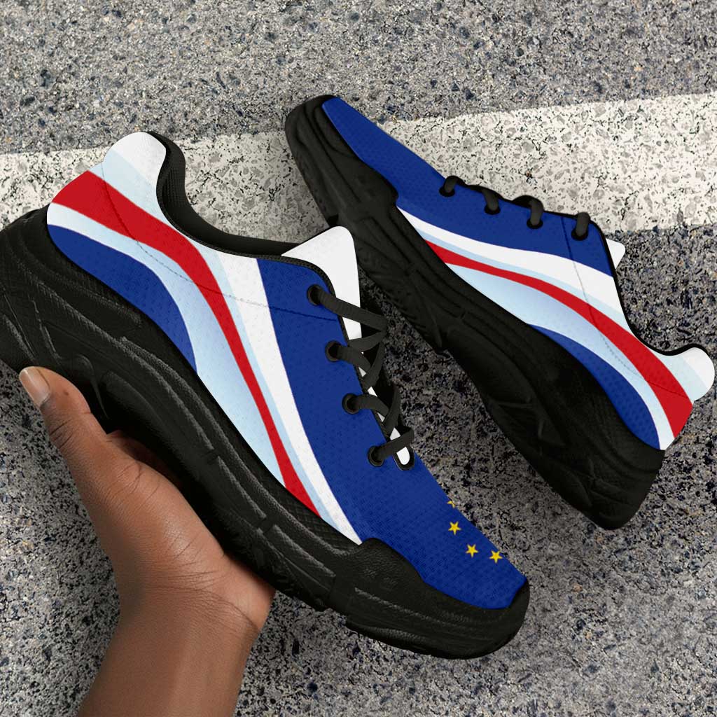 Cape Verde Football Chunky Sneakers Flag-Inspired Curve Style