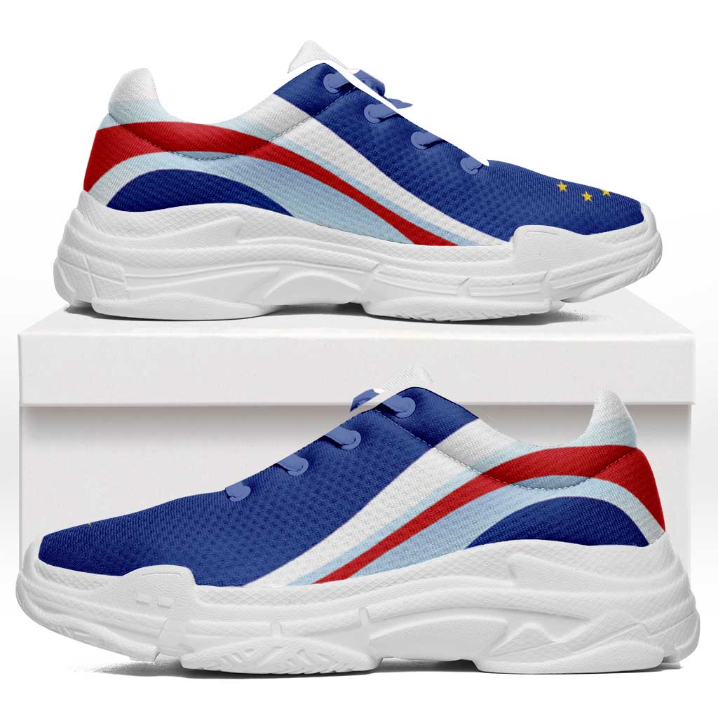 Cape Verde Football Chunky Sneakers Flag-Inspired Curve Style