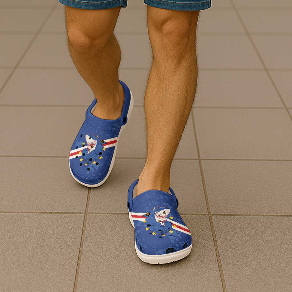 Cape Verde Football Clogs Shoes Go Blue Sharks - Wonder Print Shop