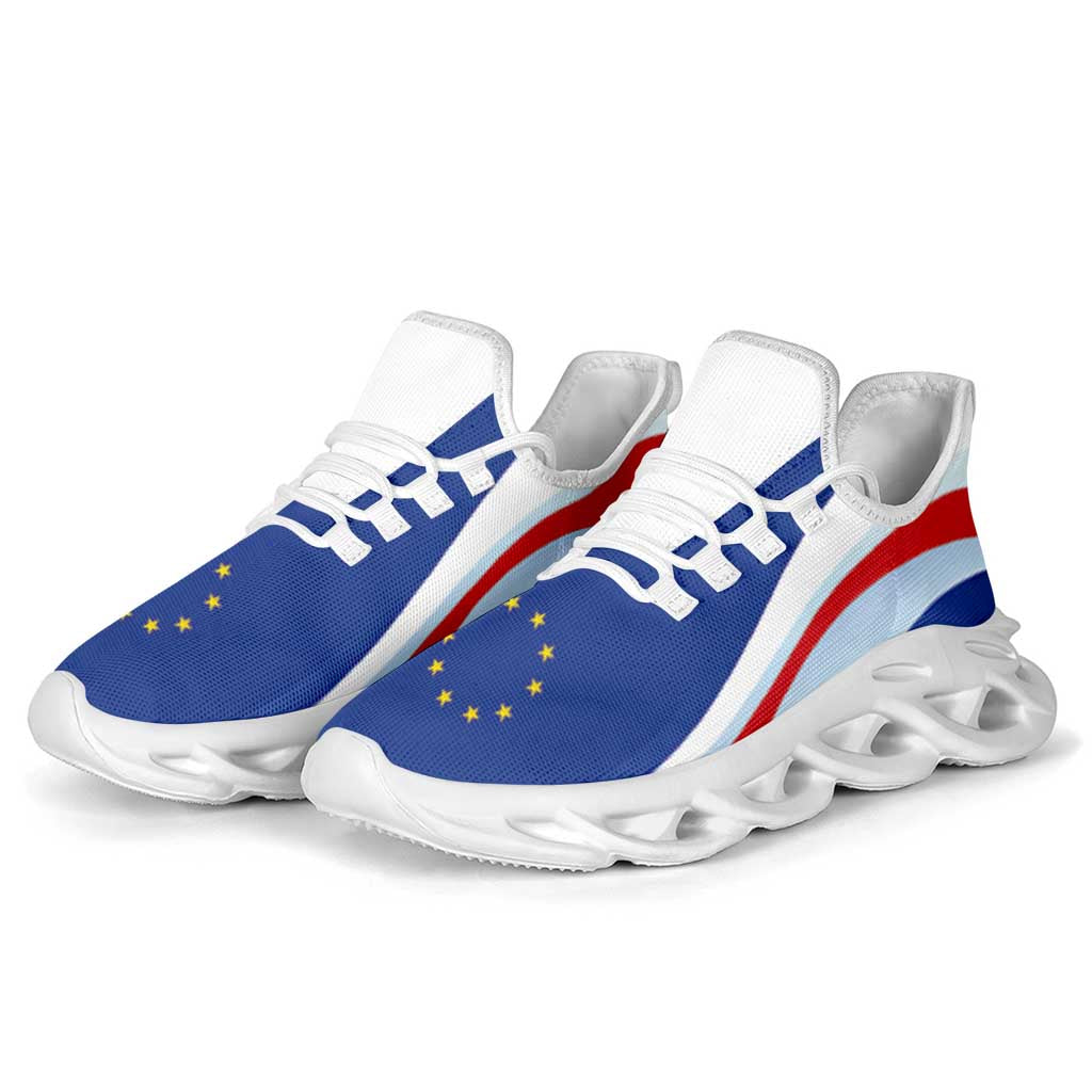 Cape Verde Football Clunky Sneakers Flag-Inspired Curve Style