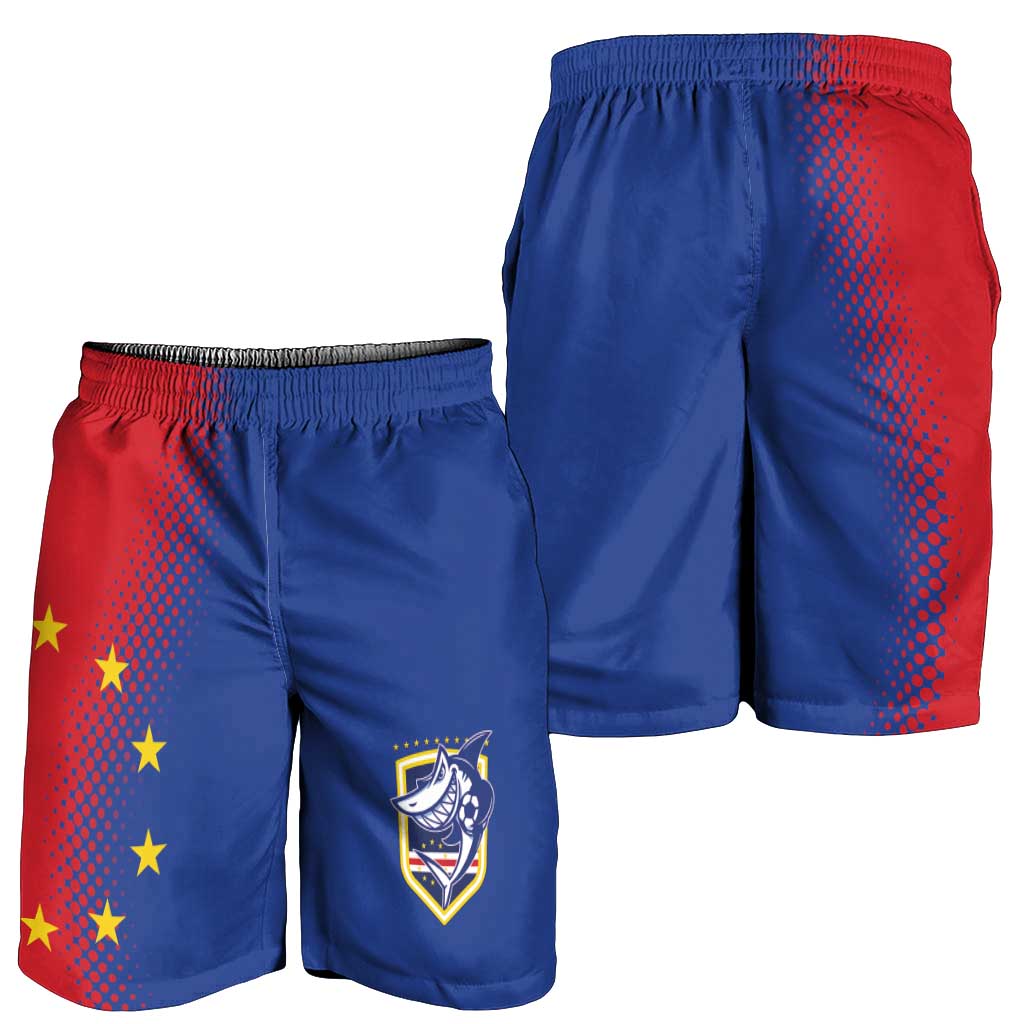 Cape Verde Football Shorts for Men Blue Sharks Make History - Wonder Print Shop