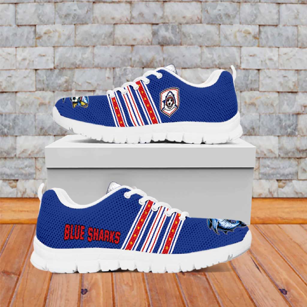 Cape Verde Football Sneakers Monster Blue Shark Striped Style