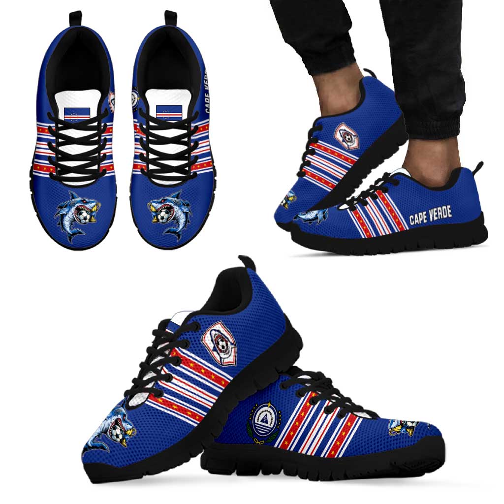 Cape Verde Football Sneakers Monster Blue Shark Striped Style