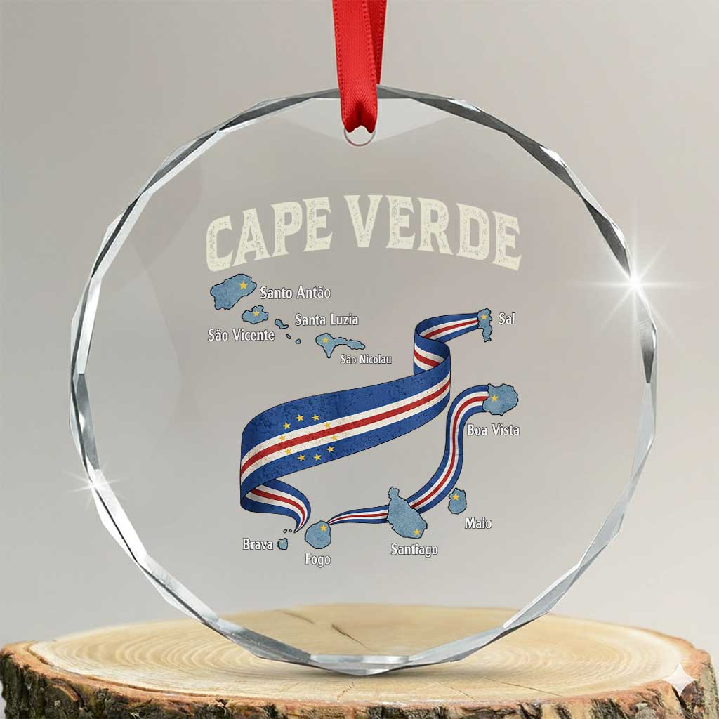 Cape Verde Islands Map National Flag Crystal Glass Ornament Cabo Verde Archipelago Geography Pride
