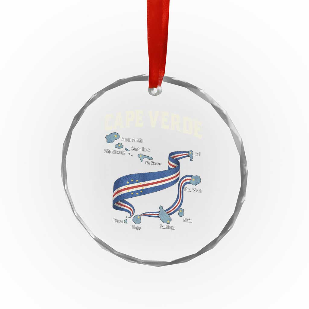 Cape Verde Islands Map National Flag Crystal Glass Ornament Cabo Verde Archipelago Geography Pride