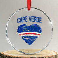 Cape Verde Scribble Flag Heart National Pride Crystal Glass Ornament Cabo Verde Love
