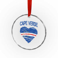 Cape Verde Scribble Flag Heart National Pride Crystal Glass Ornament Cabo Verde Love