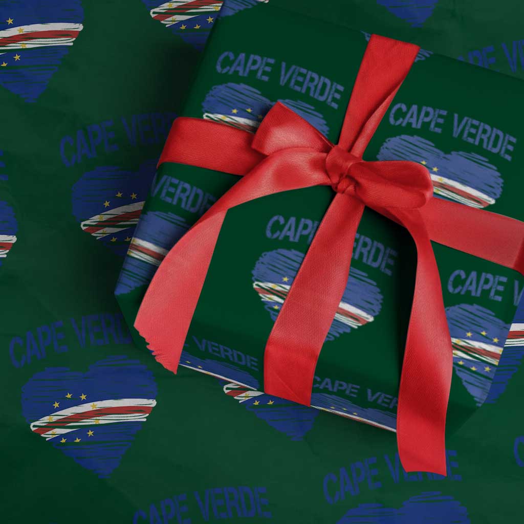 Cape Verde Scribble Flag Heart National Pride Wrapping Paper Roll Cabo Verde Love