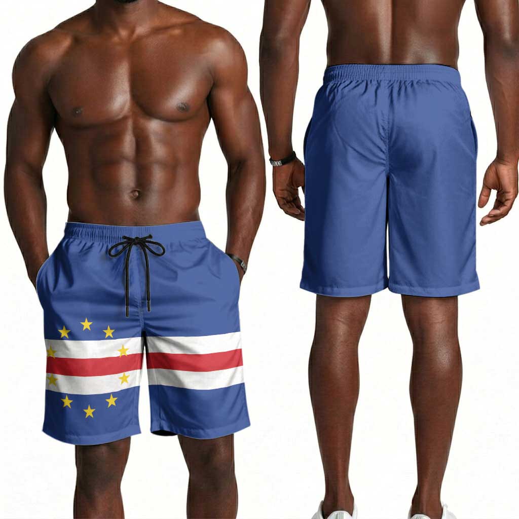 Cape Verde Shorts for Men National Flag Colors - Wonder Print Shop
