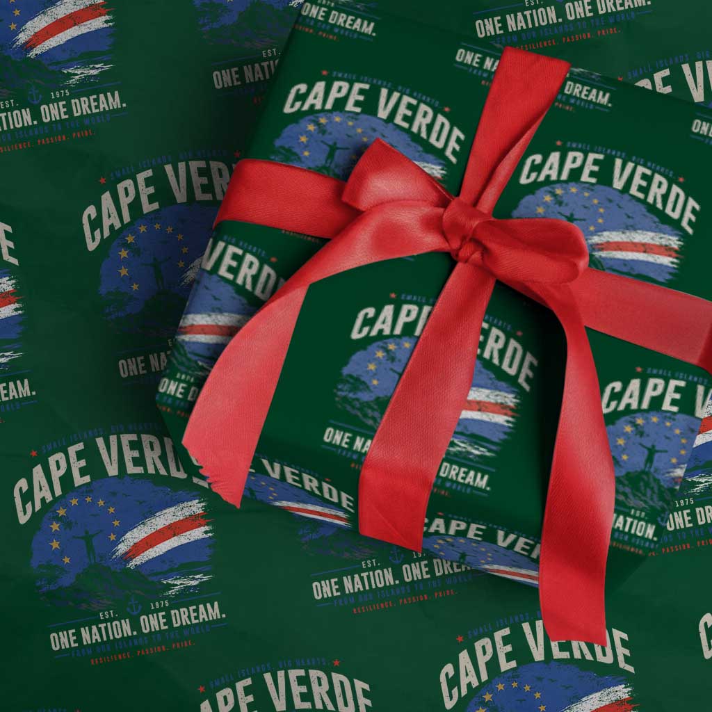 Cape Verde Small Islands Big Hearts Pride Wrapping Paper Roll Cabo Verde One Nation One Dream Distressed Flag