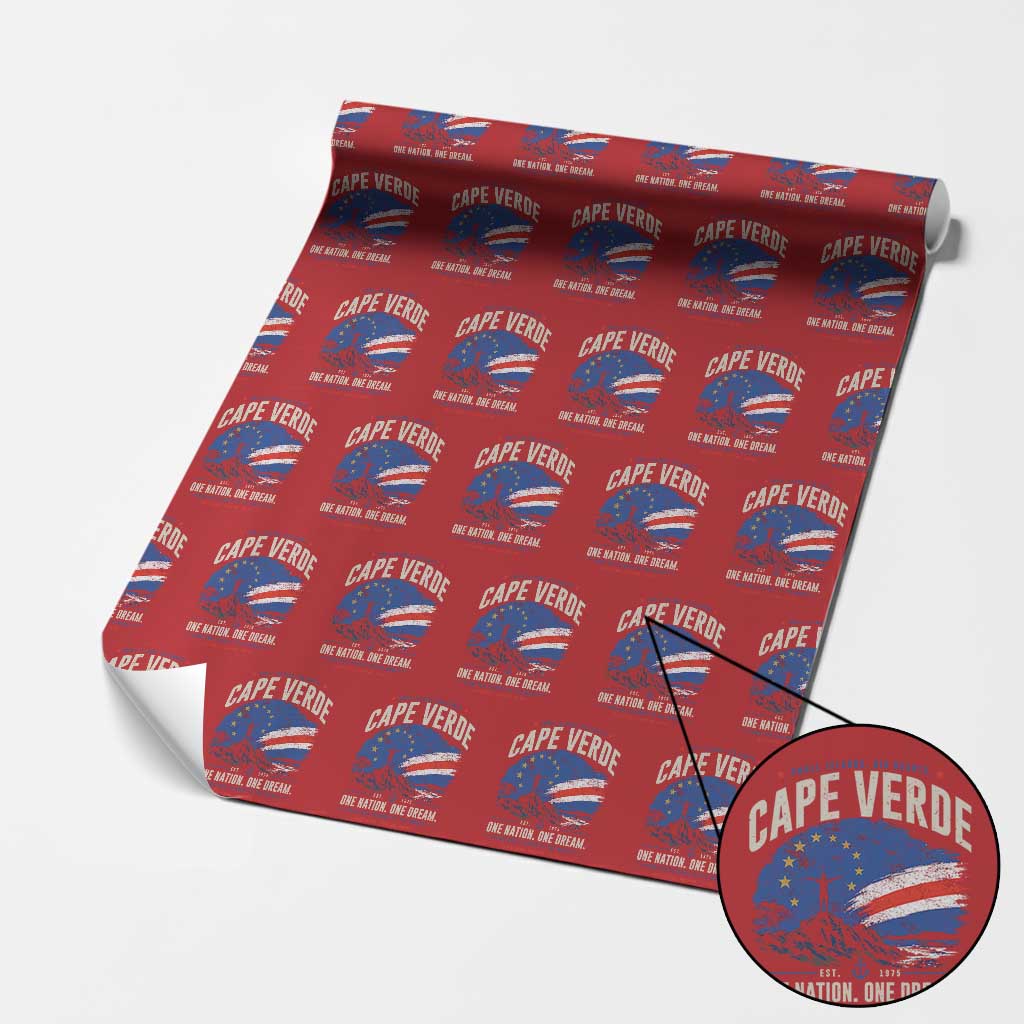 Cape Verde Small Islands Big Hearts Pride Wrapping Paper Roll Cabo Verde One Nation One Dream Distressed Flag