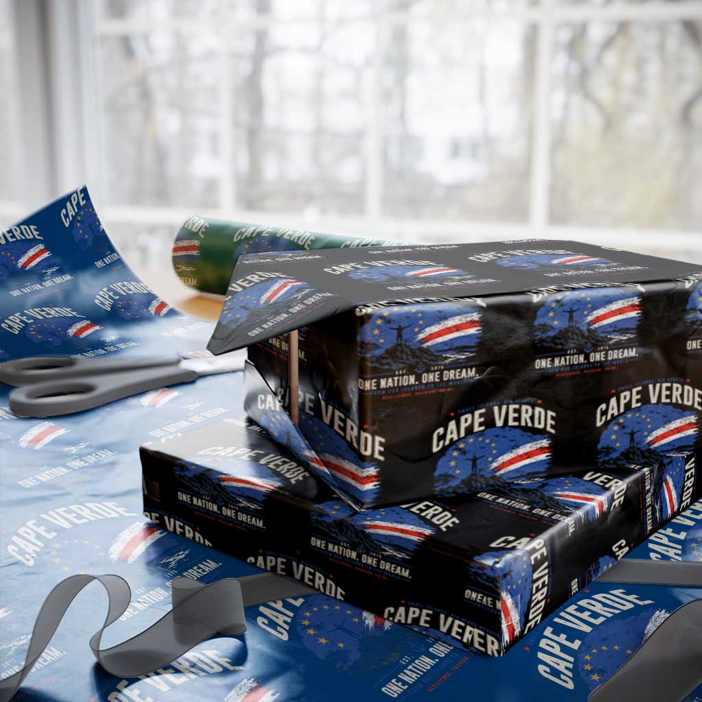Cape Verde Small Islands Big Hearts Pride Wrapping Paper Roll Cabo Verde One Nation One Dream Distressed Flag