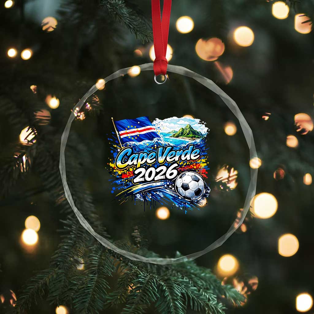 Cape Verde Soccer 2026 Island Flag Crystal Glass Ornament Cabo Verde Football Team Fans Tropical Pride Gift