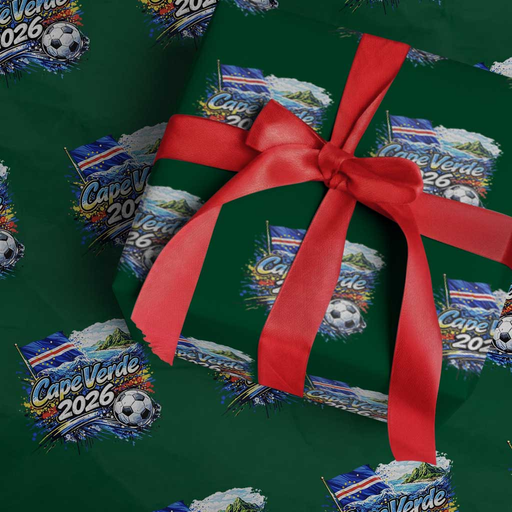 Cape Verde Soccer 2026 Island Flag Wrapping Paper Roll Cabo Verde Football Team Fans Tropical Pride Gift