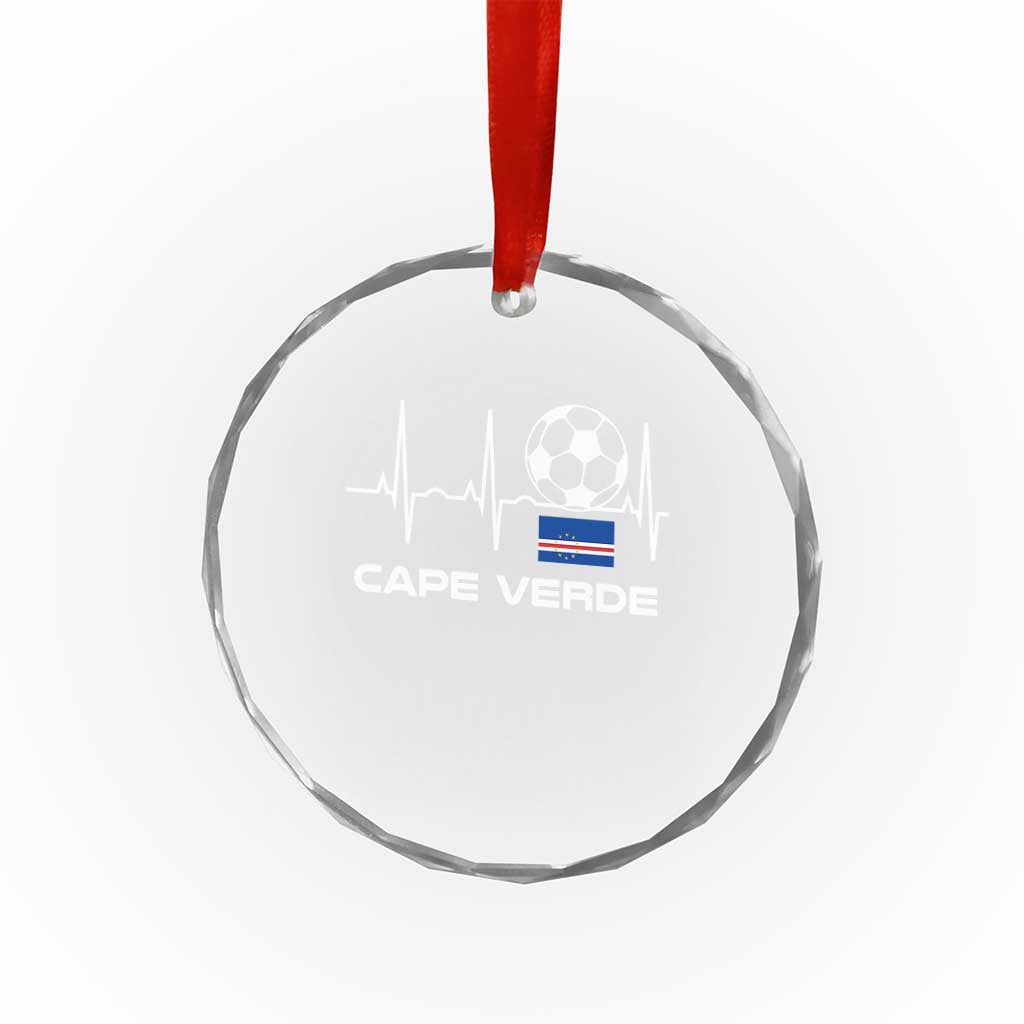 Cape Verde Soccer Heartbeat EKG Pulse Graphic Crystal Glass Ornament Cabo Verde Football Fans Pride