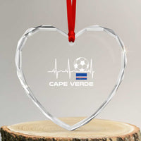 Cape Verde Soccer Heartbeat EKG Pulse Graphic Heart Crystal Glass Ornament Cabo Verde Football Fans Pride