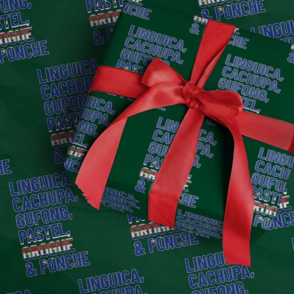 Cape Verde Traditional Food & Drinks List Wrapping Paper Roll Cabo Verdean Cachupa Grogue Heritage Gift