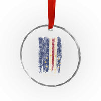 Cape Verde Vertical Brush Stroke Flag Graphic Crystal Glass Ornament Cabo Verde National Pride Artistic Gift