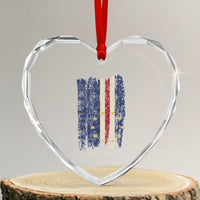 Cape Verde Vertical Brush Stroke Flag Graphic Heart Crystal Glass Ornament Cabo Verde National Pride Artistic Gift