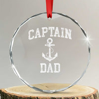 Captain Dad Crystal Glass Ornament Boat Pontoon Father Fishing Sailor