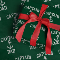 Captain Dad Wrapping Paper Roll Boat Pontoon Father Fishing Sailor