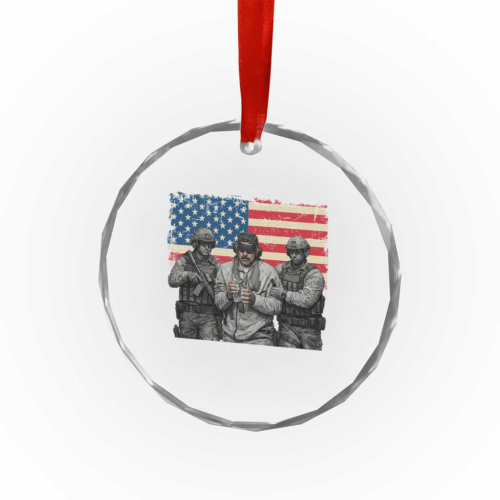 Captured Dictator Maduro Crystal Glass Ornament Special Forces Justice Operation American Flag - Wonder Print Shop
