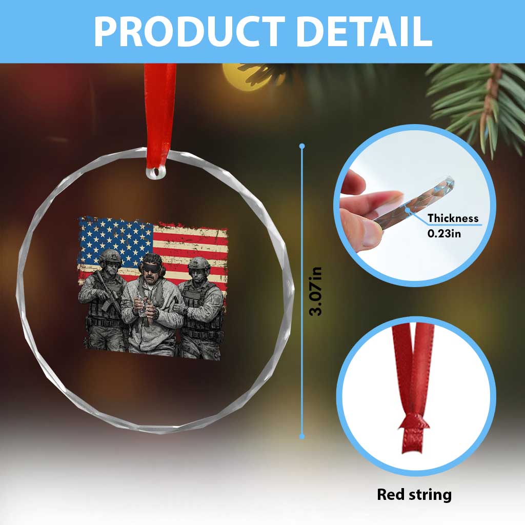 Captured Dictator Maduro Crystal Glass Ornament Special Forces Justice Operation American Flag - Wonder Print Shop