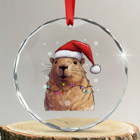 Capybara Christmas Crystal Glass Ornament Funny Santa Capy Meme Xmas Vibe TS02