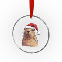 Capybara Christmas Crystal Glass Ornament Funny Santa Capy Meme Xmas Vibe TS02