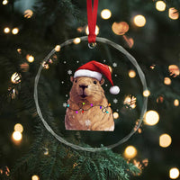 Capybara Christmas Crystal Glass Ornament Funny Santa Capy Meme Xmas Vibe TS02