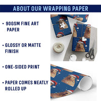 Capybara Christmas Wrapping Paper Roll Funny Santa Capy Meme Xmas Vibe