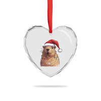 Capybara Christmas Heart Crystal Glass Ornament Funny Santa Capy Meme Xmas Vibe - Wonder Print Shop