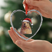 Capybara Christmas Heart Crystal Glass Ornament Funny Santa Capy Meme Xmas Vibe - Wonder Print Shop