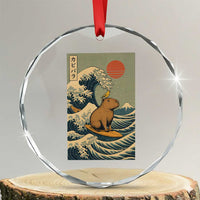 Capybara Surfing Japanese Crystal Glass Ornament Vintage Great Wave Off Kanagawa Anime Kawaii - Wonder Print Shop